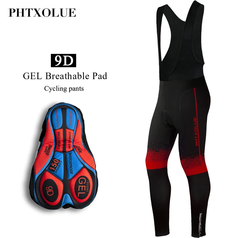 Phtxolue Cycling Bib Pants Trousers Autumn Breathable Mountain Bike Pants Bicycle Tights Coolmax Gel Pad Cycling Pants