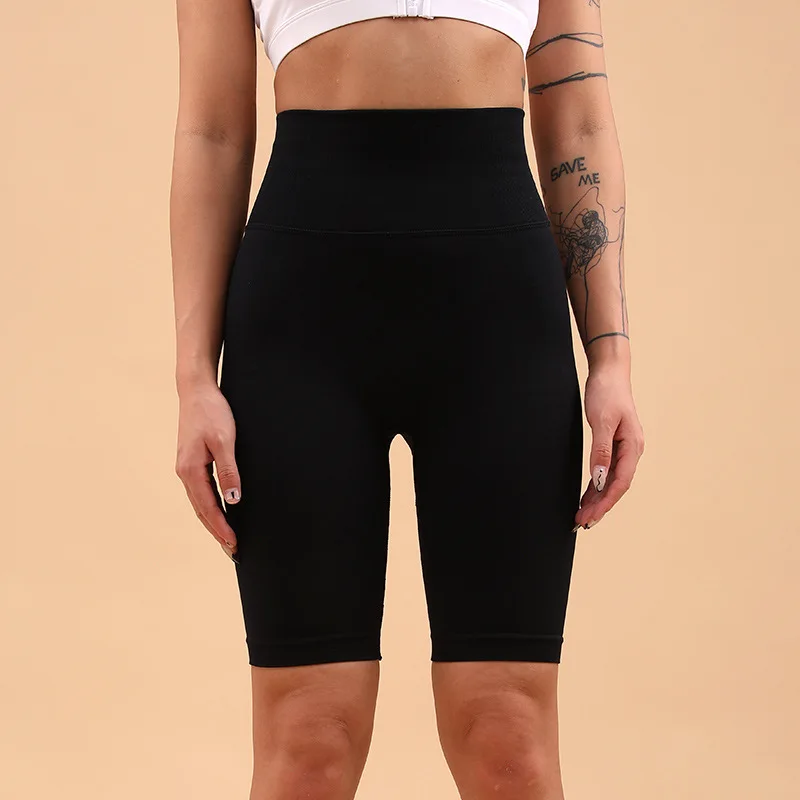 SOISOU letnie szorty damskie spodenki rowerowe damskie wysokiej talii cienkie Push Up mocno sportowe spodnie treningowe na siłownię damskie krótkie