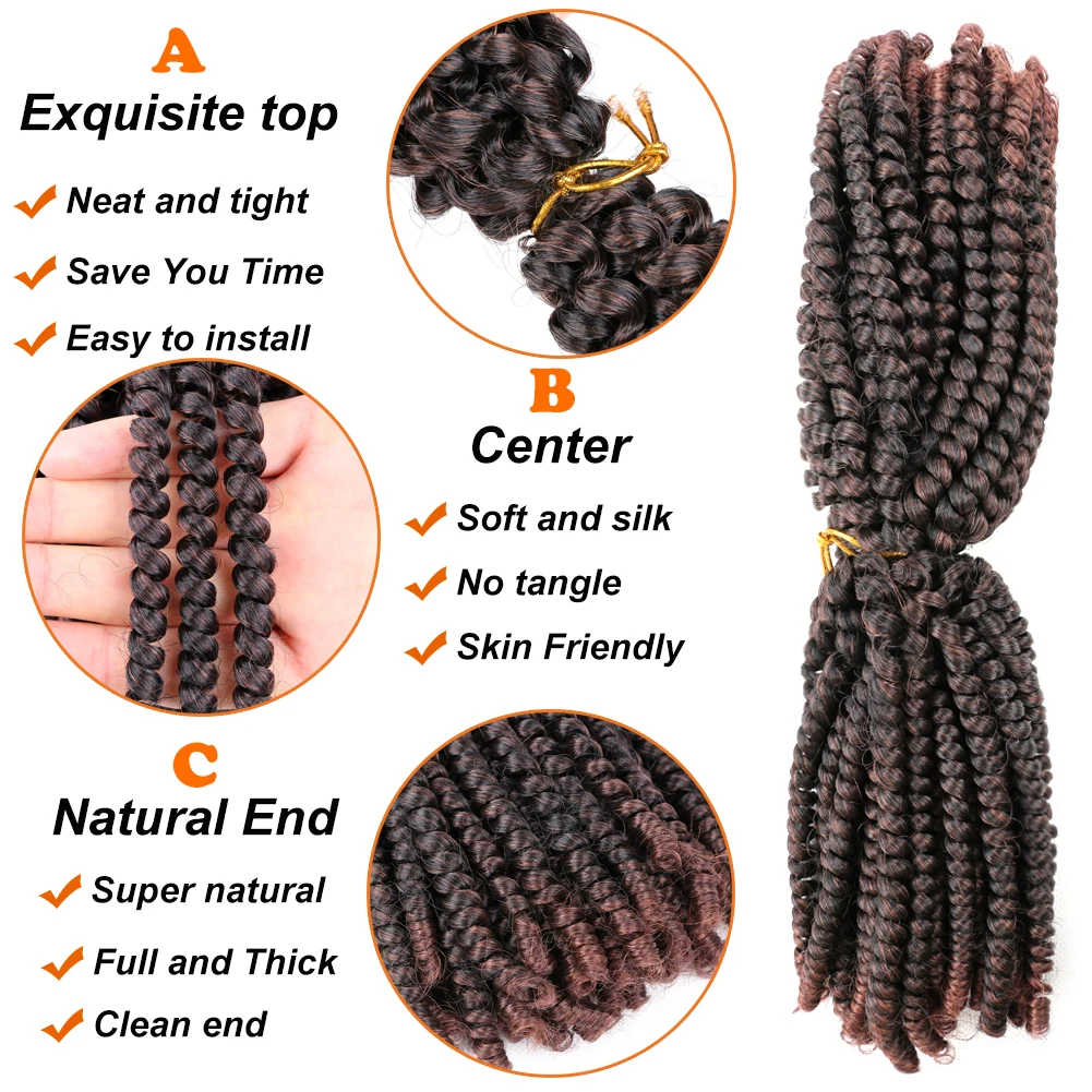 Rambut Kepang Crochet Rambut Twist Musim Semi Berbulu 8 Inci Jumlah Besar 350 untuk Rambut Putar Bom Passion Pra Twist Butterfly Locs