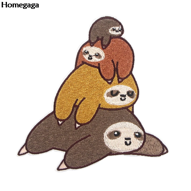 Homegaga милый ленивый патч для детской одежды вышитые значки с животными железные нашивки швейная ткань Сделай Сам нашивка полосы D2587