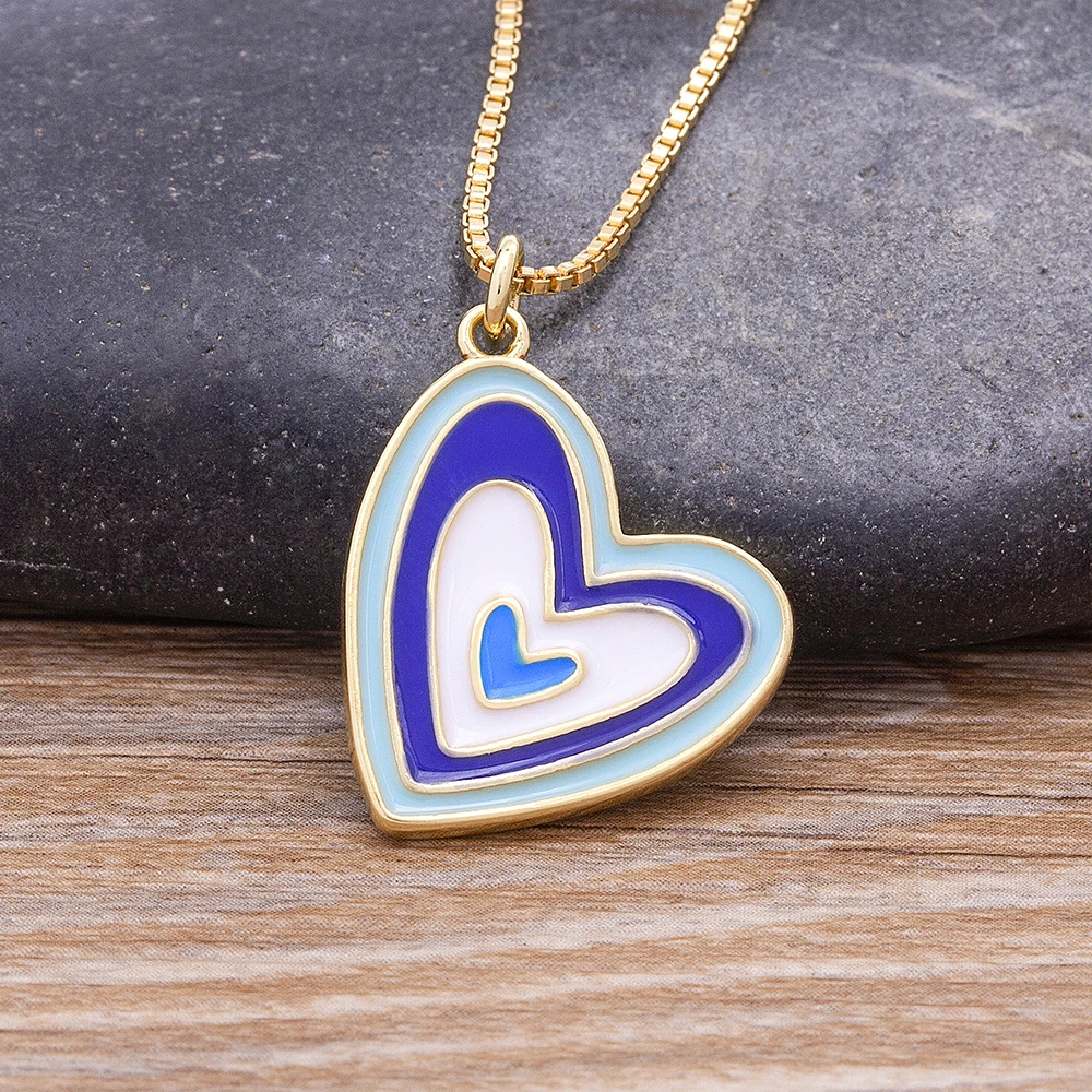 الموضة الملونة المينا القلب سلسلة بدلاية للنساء لطيف لون الحلوى الخوخ القلب قلادة المختنق مجوهرات حفلة هدية بالجملة