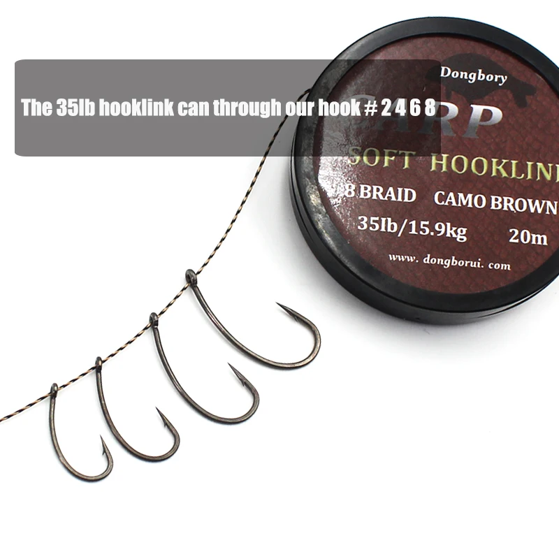Carp Fishing Line Soft Hook Link Uncoated Braid Camo Brown