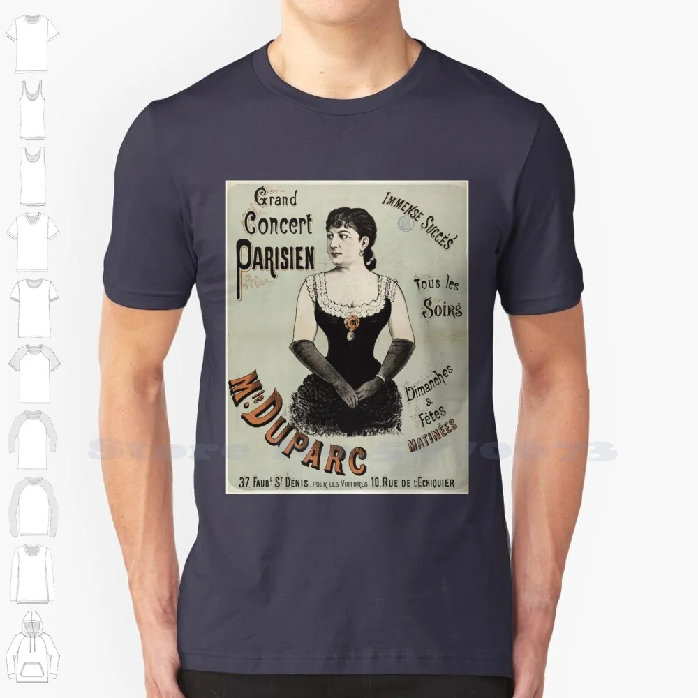 Grand Concert Parisien 100% Cotton T-Shirt French Concert Parisien Theatre Victorian 1800S Retro Vintage Flyer