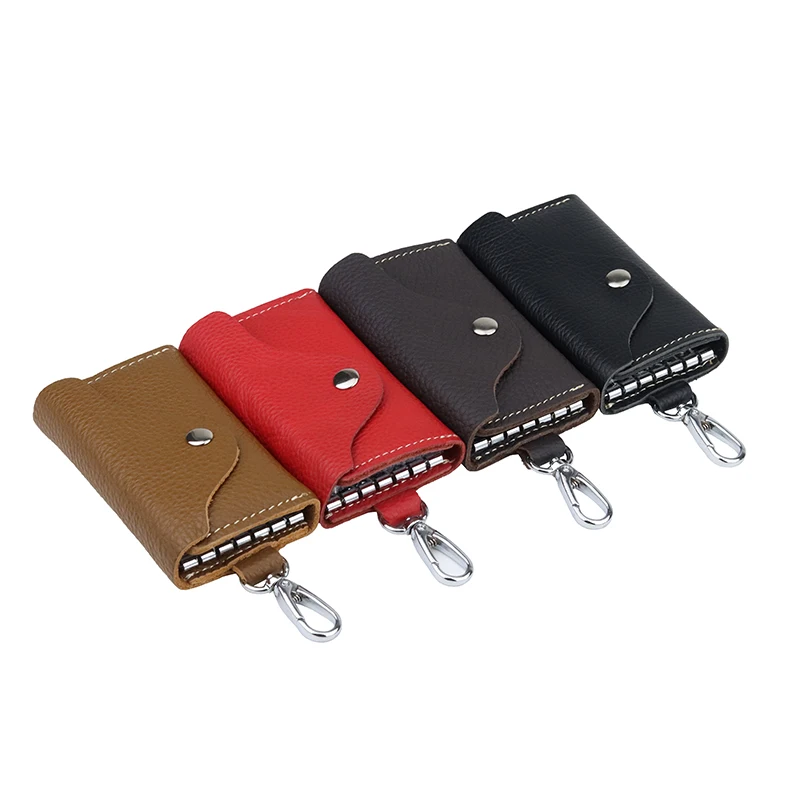 New Arrivals Men Key Holder Housekeeper Leather Keys Organizer Women Key chain Covers Zipper Key Case Bag Unisex Pouch Purse