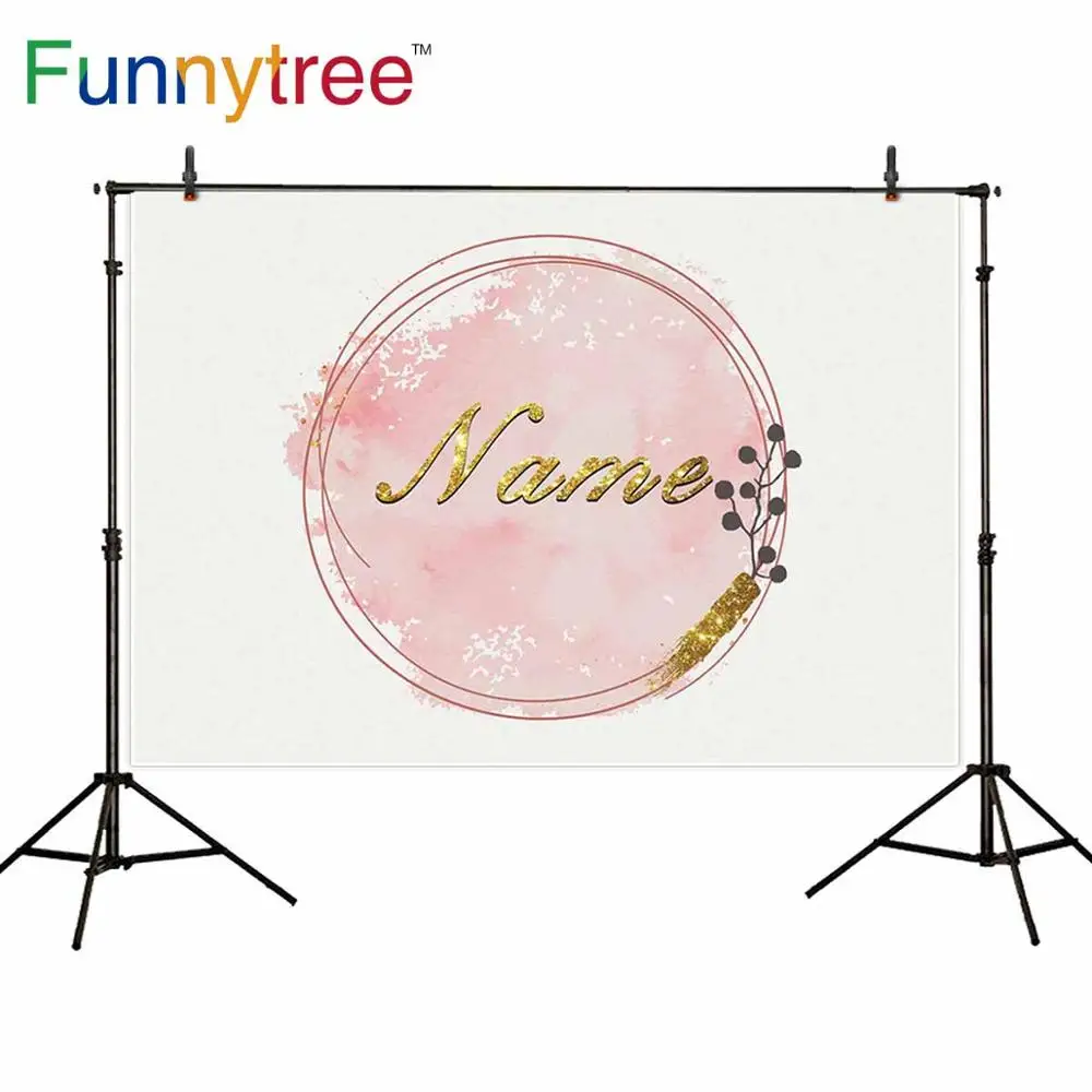 Funnytree Watercolor Birthday Pastel Pink Photography Backdrop Gold Sequin Glitter Party Baby Customize Background Photo Studio