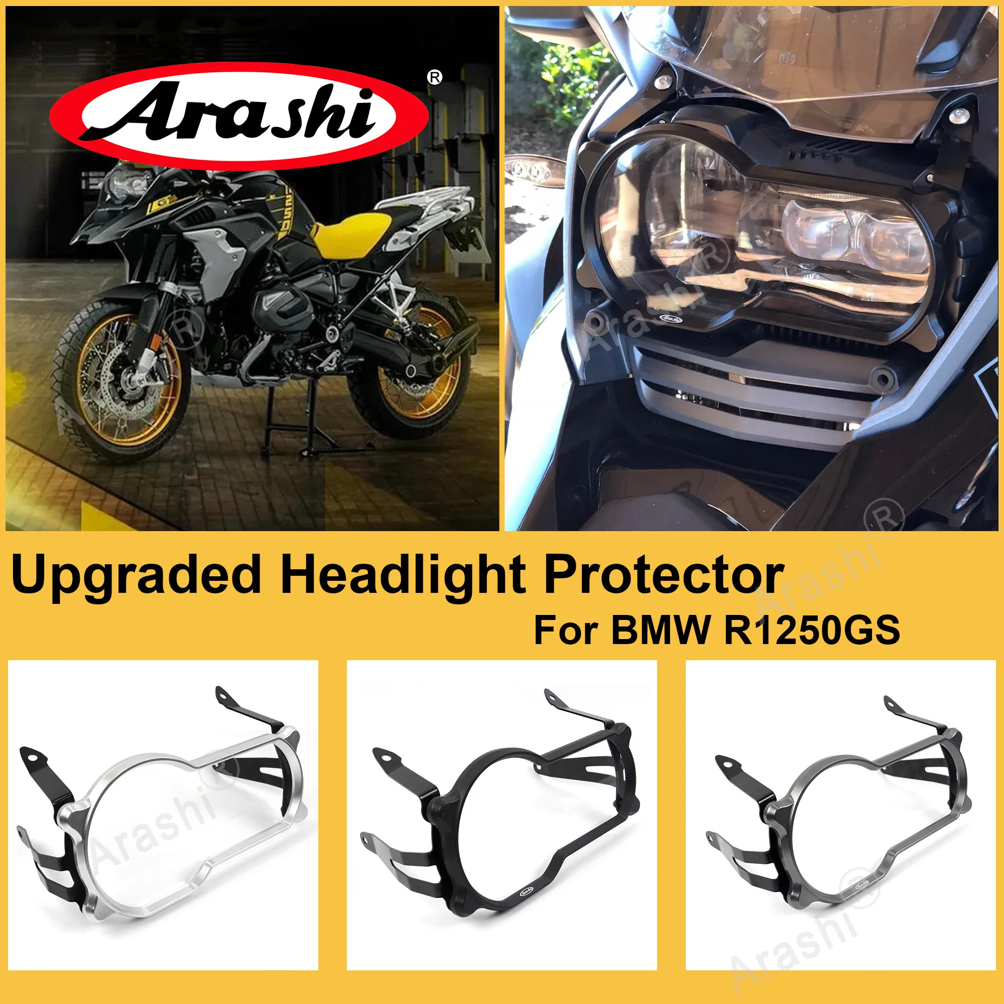 Arashi R1250GS 2019-2023 PC Headlight Protector Head Light Case Cover CNC Aluminium Alloy R 1250 GS GS1250 2019 2020 2021 2022