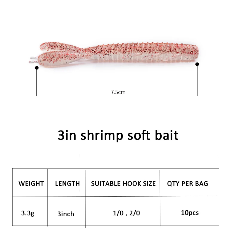 WATER SNIPER Soft Worm Lure 75mm 10pcs Craws Artificial Baits For Carp Fishing Fake Bait