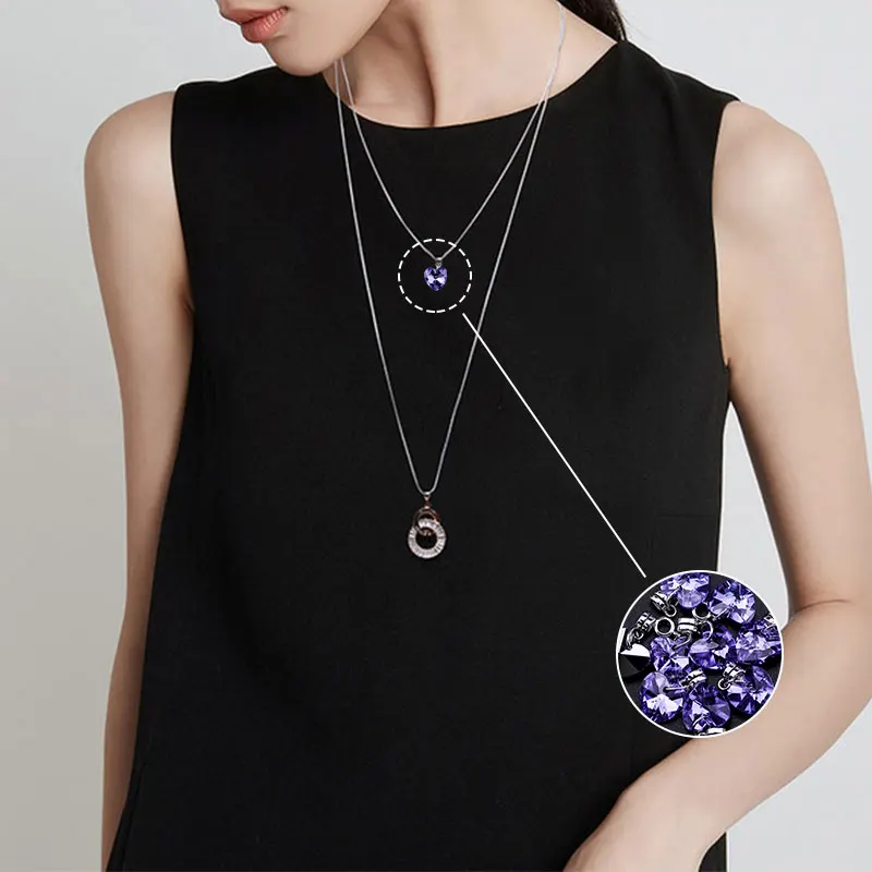 50 Pieces/Bag of 14mm Heart-Shaped Crystal Rhinestone Pendant Metal Silver Pendants Accessories DIY Jewelry Making Materials