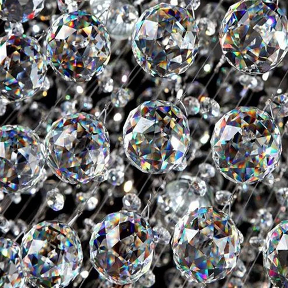 Hängende Klare Facettierte Kristall-Lichtkugeln Prisma DIY Pendelleuchte Vorhang Kronleuchter Lampendekoration – Detail 6