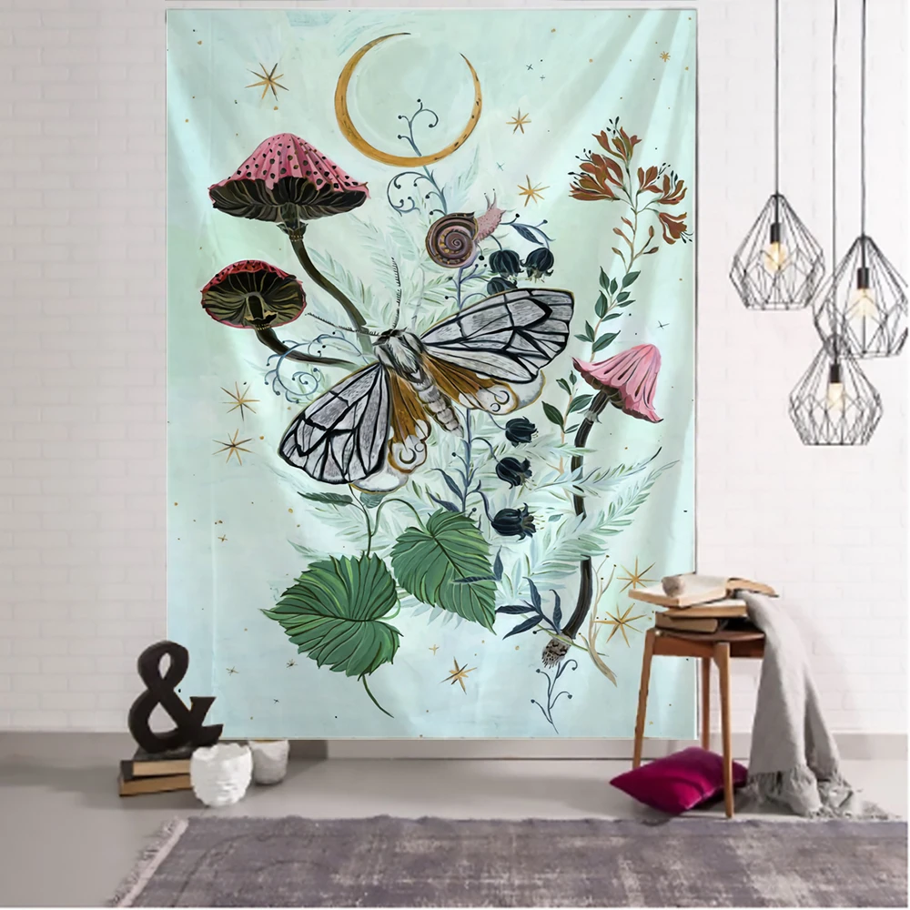 Nordic Psychedelic Butterfly Tapestry Wall Hanging Bohemian Hippie Witchcraft Tarot Science Fiction Room Home Decor