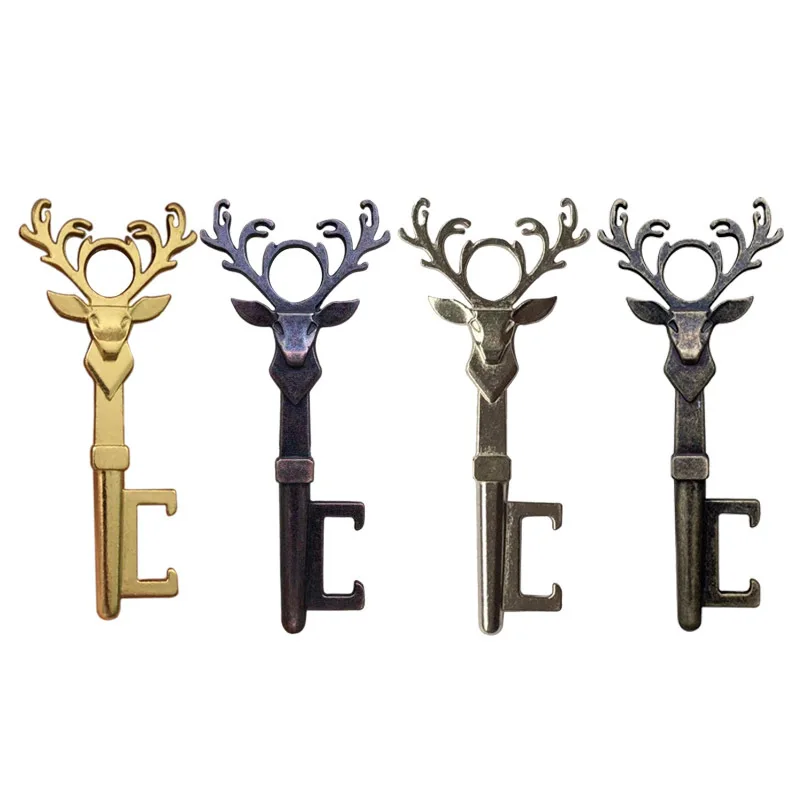 

20pcs Vintage Deer Head Bottle Opener Retro Innovative Zinc Alloy Key Pendant For Kitchen Home Gift