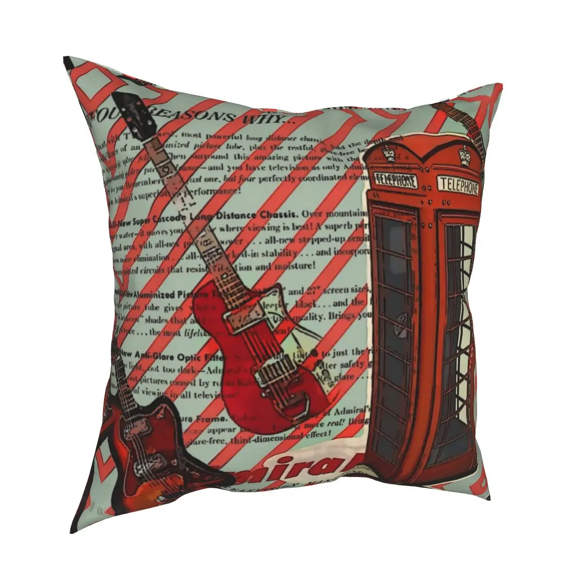 Modern British London Telephone Retro Pillowcase Cushion Cover Gift Red Print English Letters UK Pillow Case Cover Seater 18'