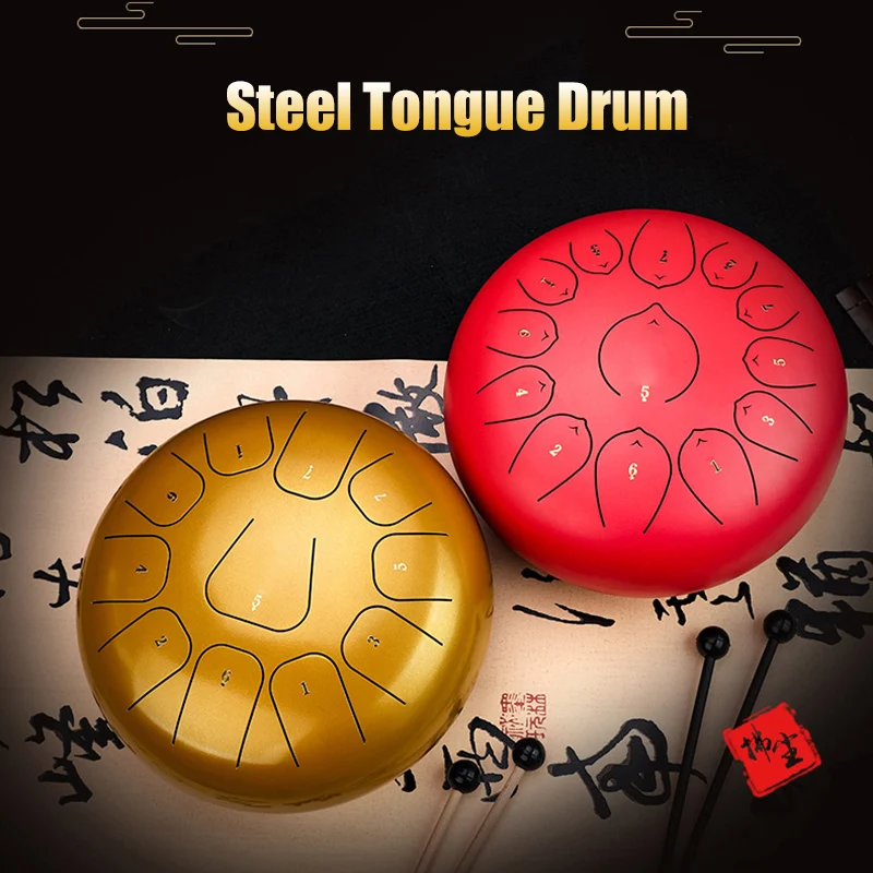 8 Inch 11 Tones Alloy Steel Tongue Drum With 1 Pair Mallets And Storage Drum Bag Percusion Tambor Tambour Musique Tamburello