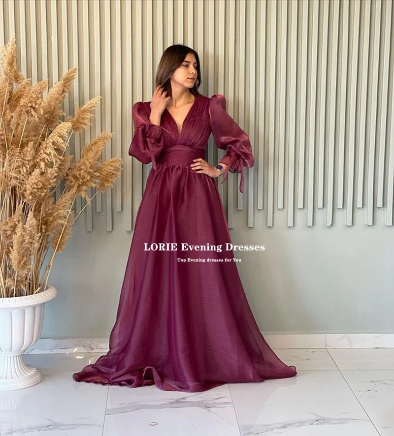 LORIE 2022หมวกแขนยาว Evening Dresses สาย Organza อย่างเป็นทางการ Party Prom Gowns ชุดกิจกรรม Vestidos Robes De Soirée