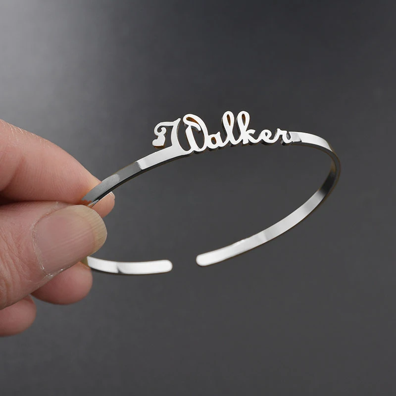 

Customized Name Bracelets Classic Bangles Personalized Custom Cuff Bangles Gold Silver Women's bracelets Stainless Steel Jewelry