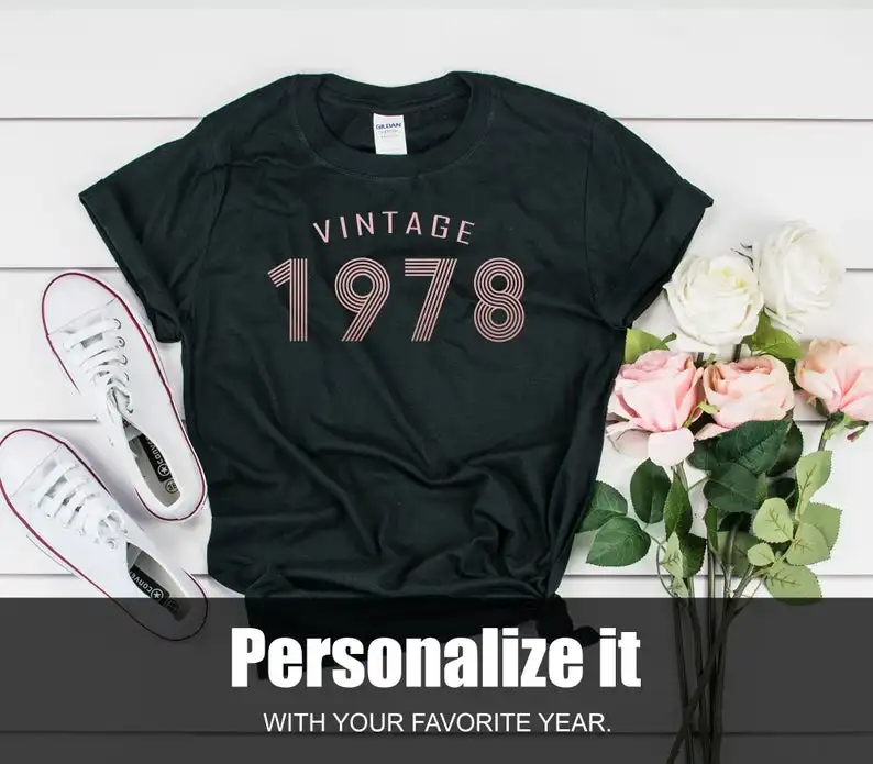 Gleaming golden vintage T-shirts, custom birthday shirt for any year birthday party T-shirt female summer that GM harajuku shirt