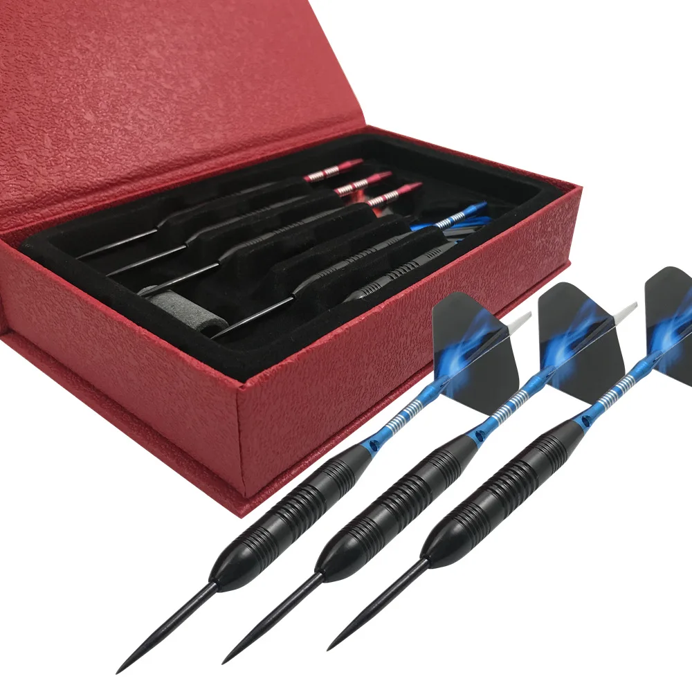 6PC/ste Steel Tip Darts Barrel Aluminum Shafts Dart Flights Professional Case Set 23g for Target Sports Games Blue