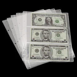 For Collector 3-Slot Paper Money Protective Bag Portable Loose Leaf Sheet Banknotes Holder Paper Money Collection Album