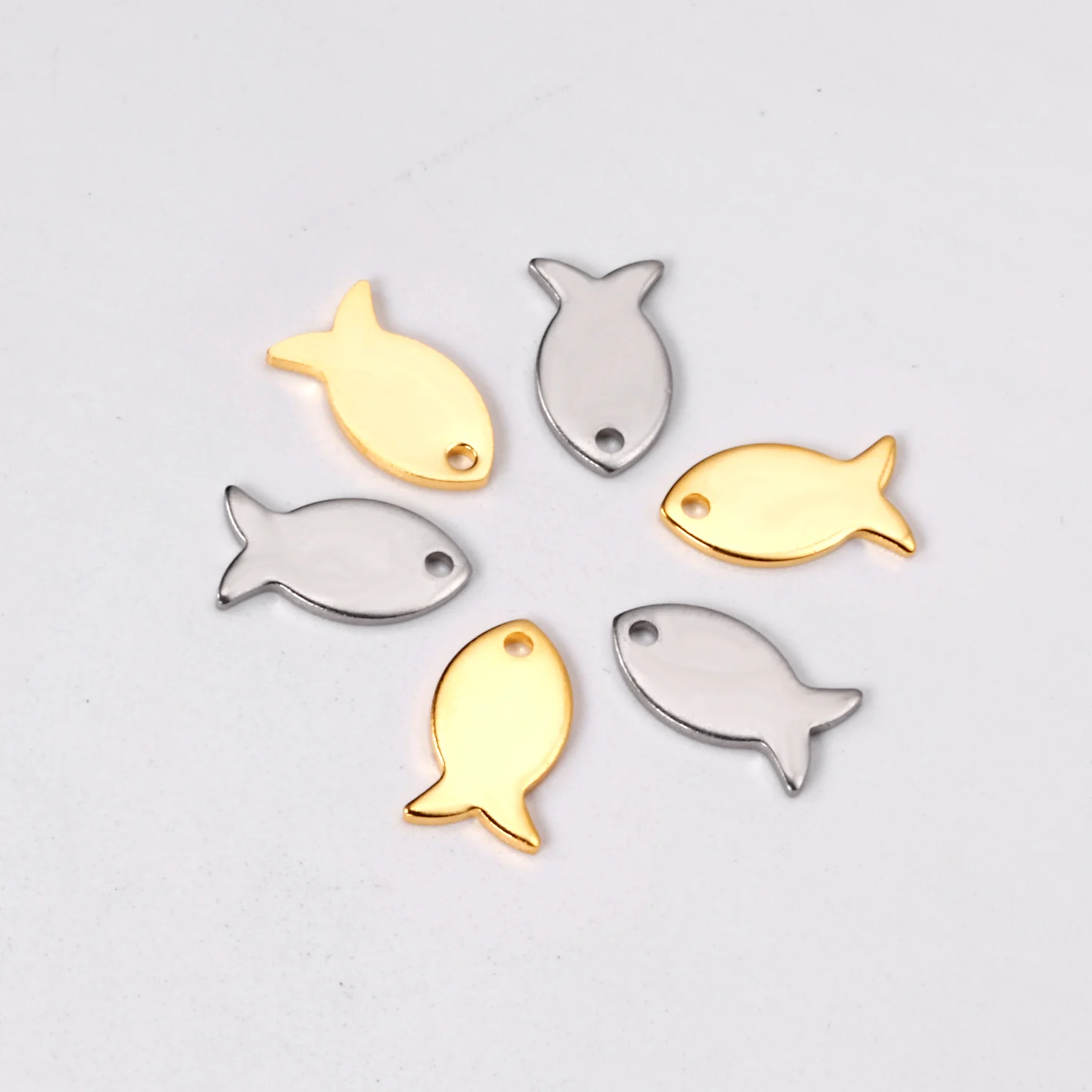 ASON 100pcs/lot Ladies Pendant Fish Shape Pendant Wholesale Stainless Steel For Necklace Bracelet Jewelry Making Supplies