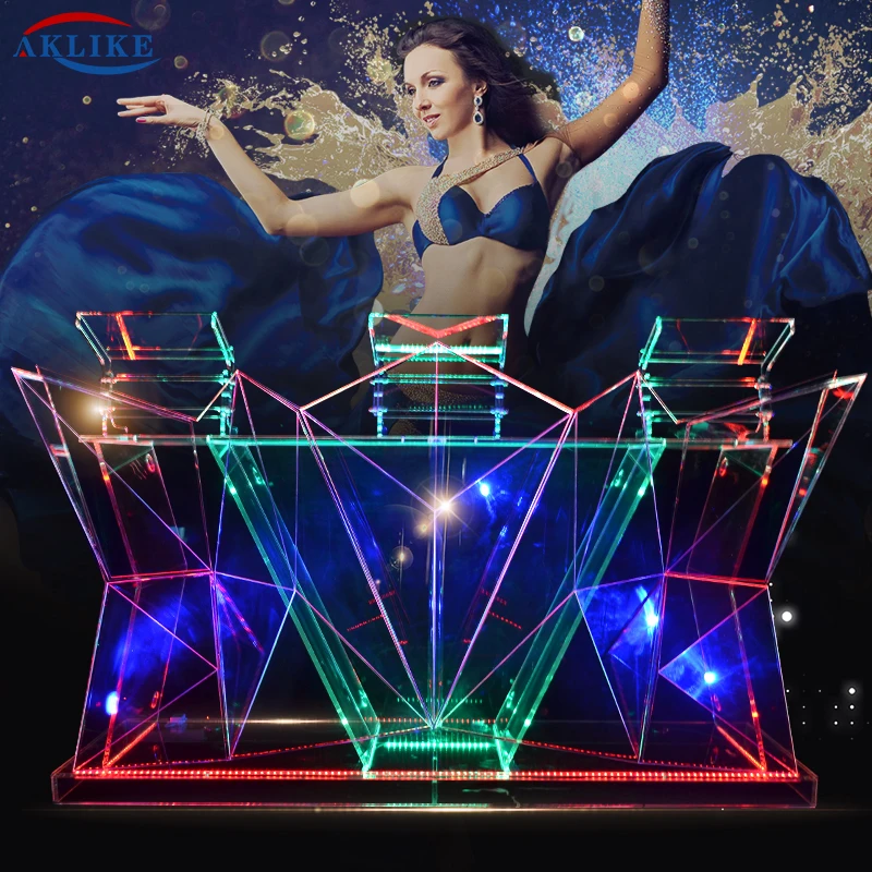 2024 Custom Bar Table Nightclub Disc Station Djing Table Tavern Disc Counter Dj Booth Luminous Disc Table Free Shipping