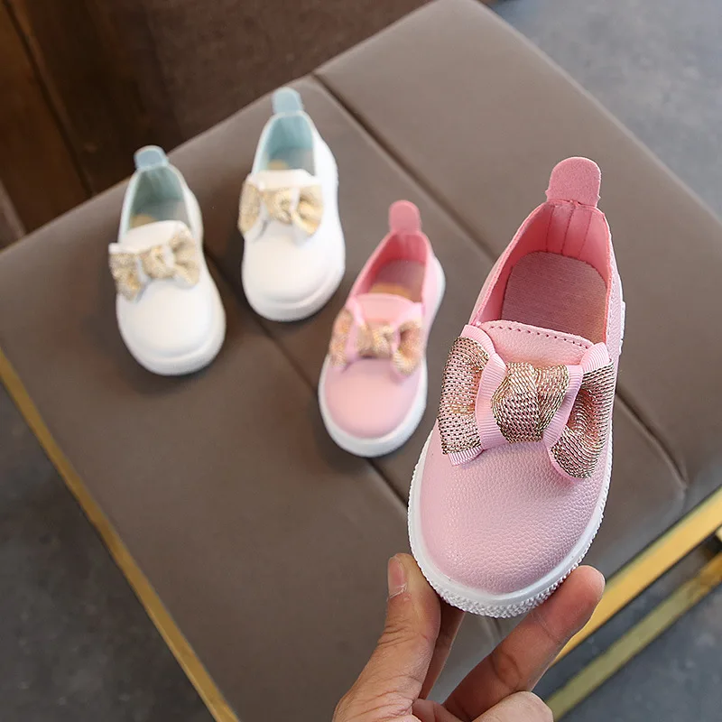 Baby Girl Fashion Bow Spring Autumn Casual Shoes Children 2020 Princess Pu Leather Sport Toddler Kids Sneakers 1 2 3 4 5 6 Year