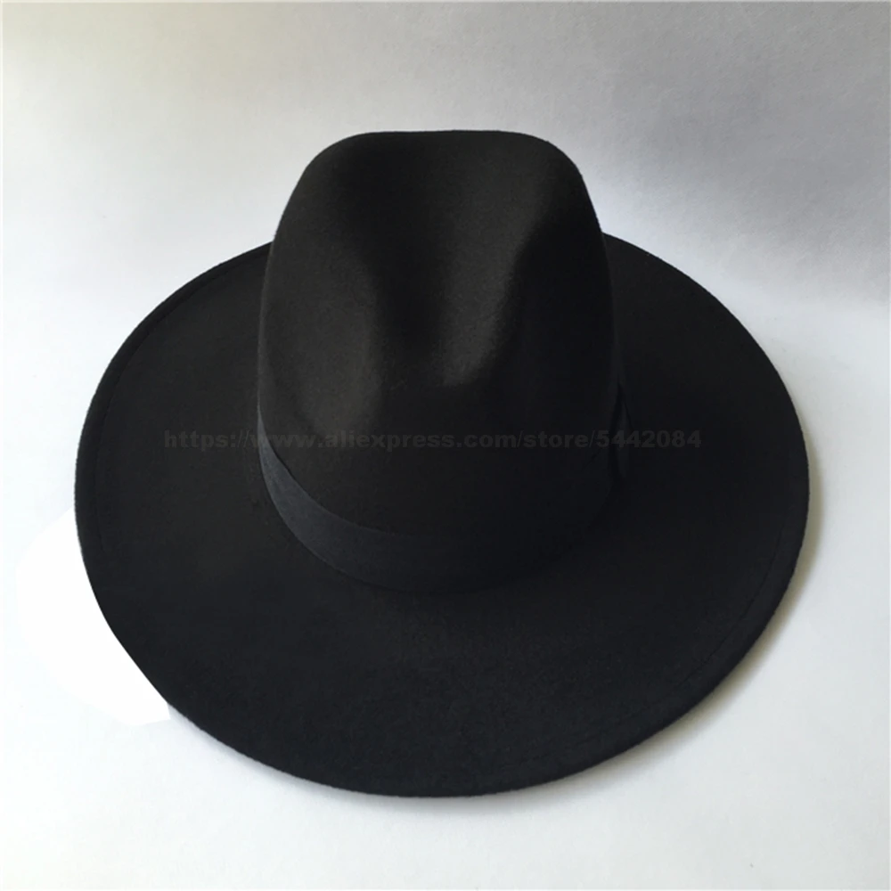 MJ Michael Jackson Hat Billie Jean Hat Dangerous Classic Fedora Black Hats Cap Party Costume Prop #1BLJD0101