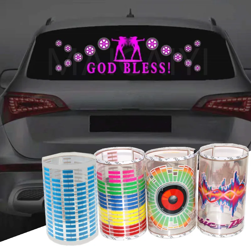 

LED Car Windshield Sound Activated Equalizer Car Neon EL Light Music Rhythm Flash Lamp Sticker Styling With Control Box