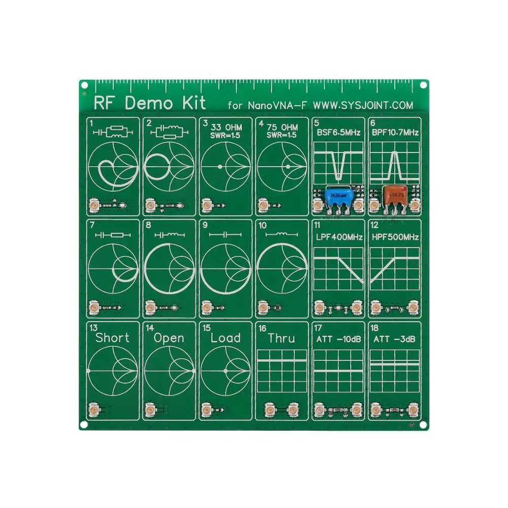 

RF Demo Kit NanoVNA RF Tester Board Filter Attenuator PCB RF Tester Board Vector Network Analyzer Learner Tool