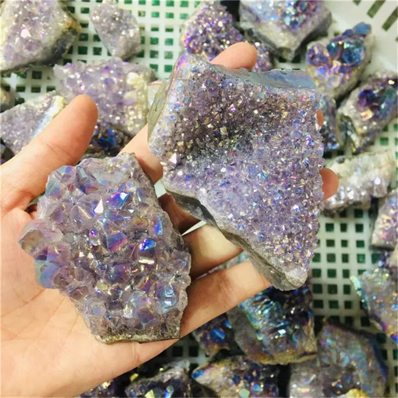 Natural Healing Crystals Stone Carving Crafts Aura Amethyst Cluster For Home Decor