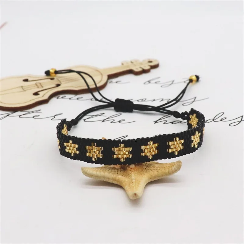 ZHONGVI Miyuki สร้อยข้อมือสตรีแฟชั่นทอ Star รูปแบบปรับเครื่องประดับมิตรภาพ Boho สร้อยข้อมือสีสันของขวัญหญิง