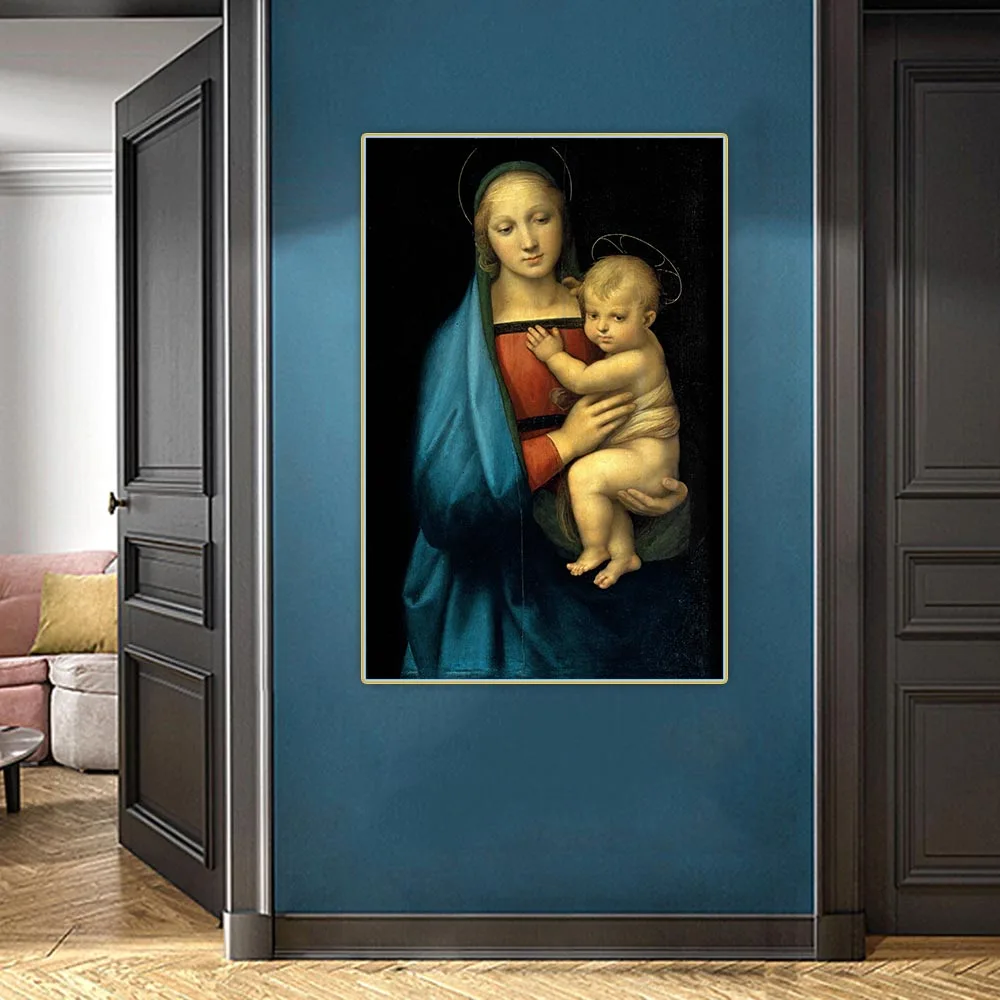 Madonna and Child by Raffaello Santi Canvas Oil Painting Aesthetics Picture Artwork Backdrop Wall Hanging Decor Home Decoration