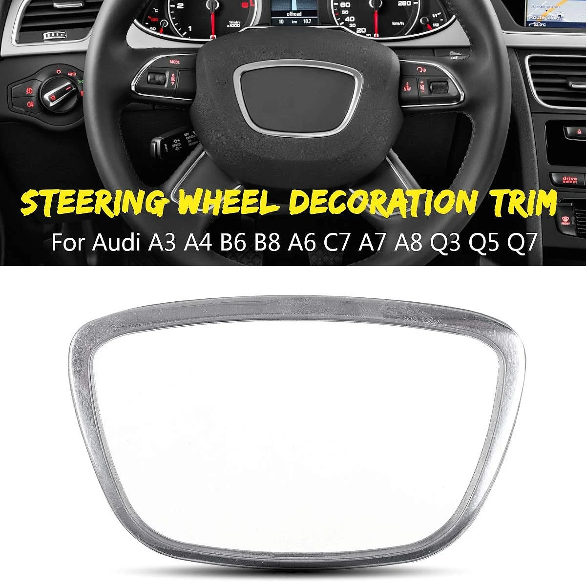 Car Steering Wheel Chrome Sticker Trim Cover Cap Decoration for Audi A3/A4L/A5/A6L/A8L/Q5Q7