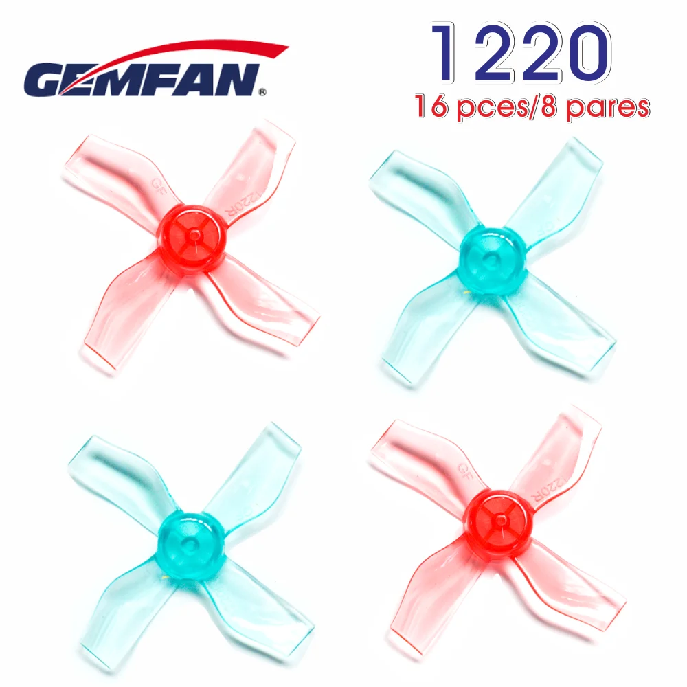 16PCS/8Pairs Gemfan 1220 31mm 0.8mm/1mm Hole 4-blade Propeller for 0703-1103 micro Drone FPV Racing Brushless Motor