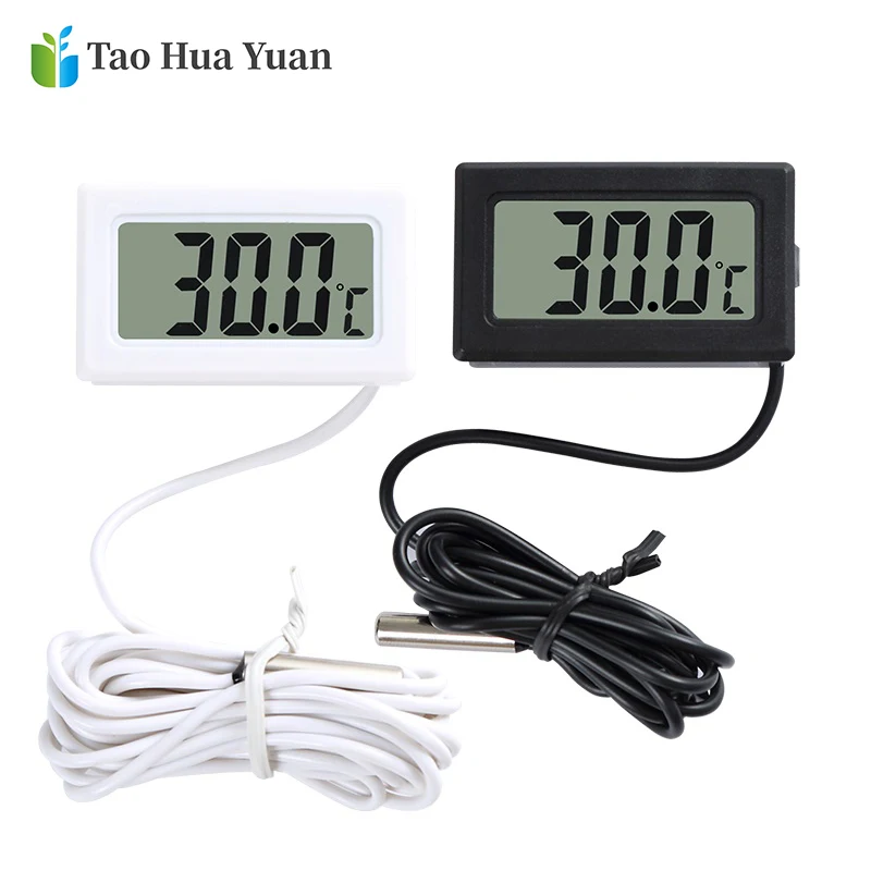 

Digital Thermometer Hygrometer Temperature Meter TEMP Humidity Tester LCD Display RH Max Min With Large Screen Waterproof Probe