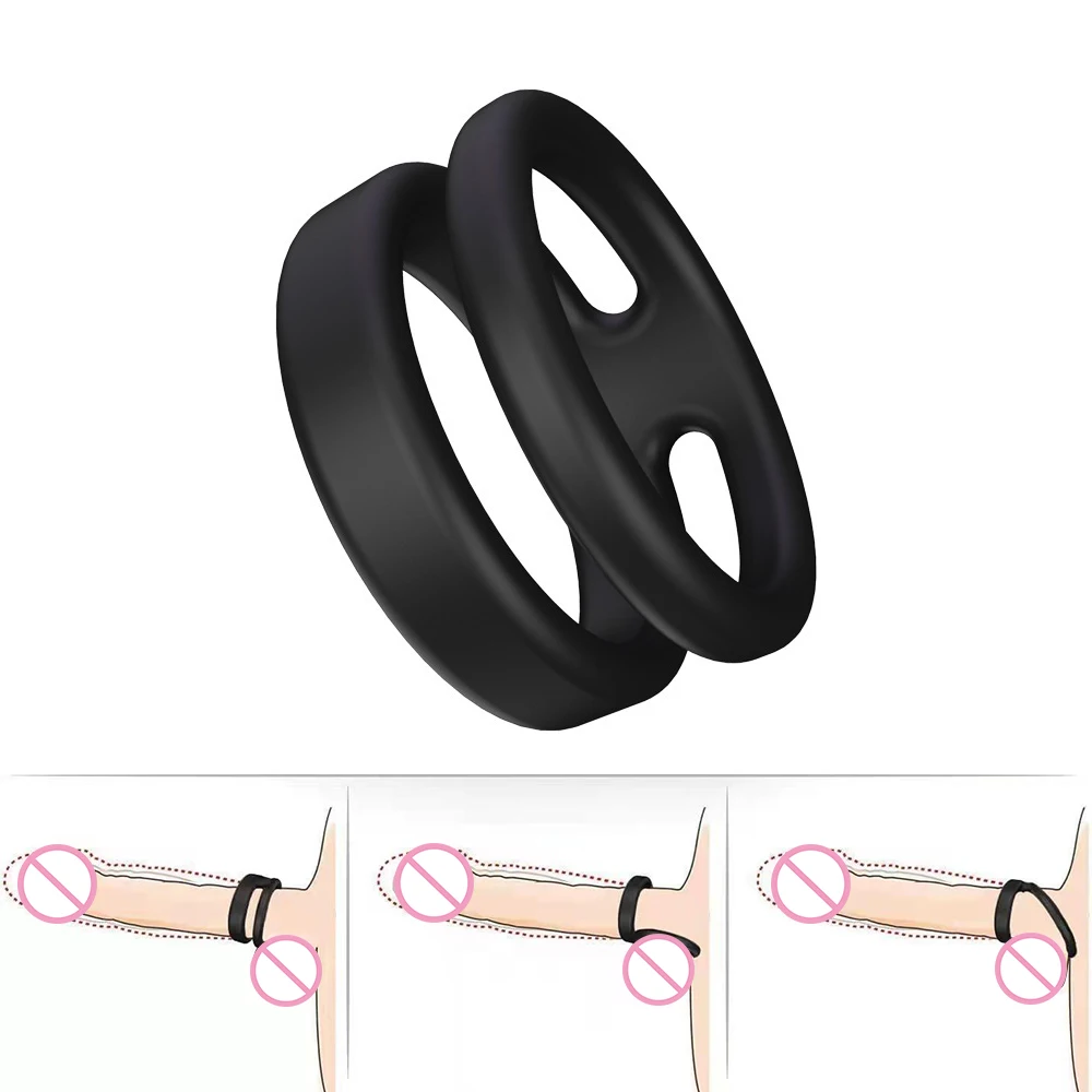 Dual Penis Lock Ring No Vibrating Delay Ejaculation Stronger Erection Cocking Rings Masturbating Sex Toy For Man Gay Adult Goods