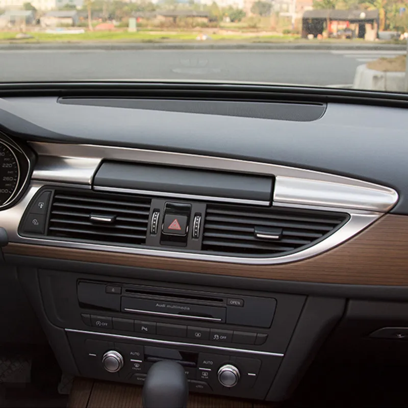 Center Console Dashboard Navigation Cover Trim Strips 2Pcs For Audi A6 C7 2012-2018 Stainless Steel Car Interior Accessories