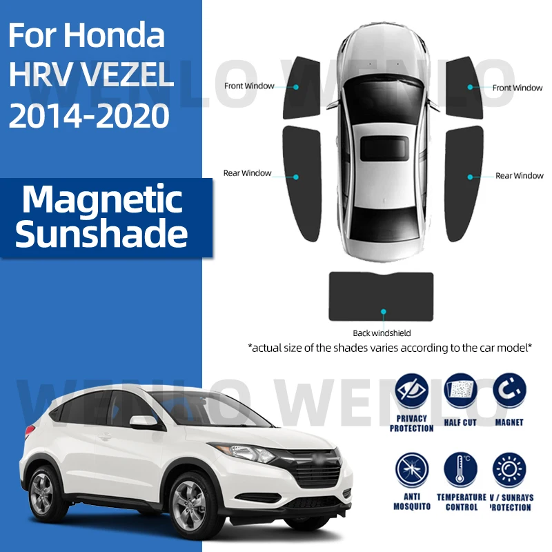 For Honda HRV VEZEL 2014-2020 Car Sunshade Shield Magnetic Front Windshield Frame Blind Curtain Rear Side Window Sun Shade Visor