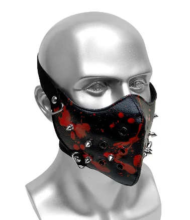 Punk Black Pu Lederen Maskers Nieuwe Party Cool Fashion Motorfiets Rock Face Spikes Hiphop Halloween Cosplay Maskers