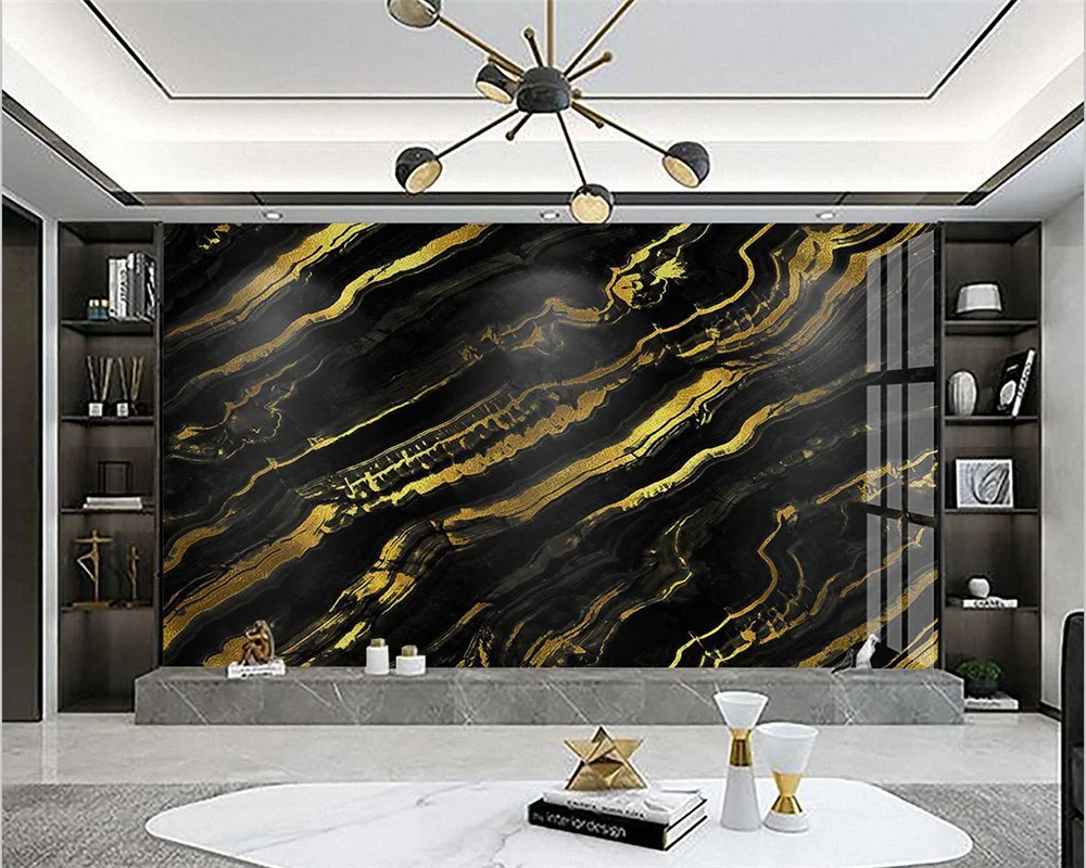 

beibehang Customize new luxury black gold high-end black imitation marble pattern tooling background wallpaper papier peint