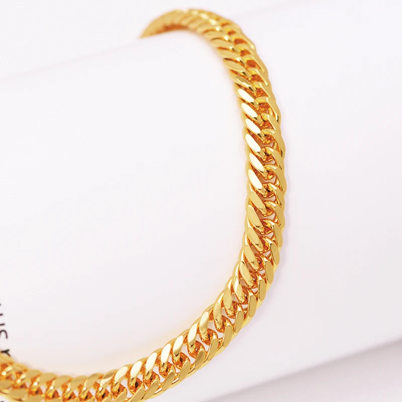 XP Jewelry -- ( 60cm*6 mm) Pure Gold Color Charming Chunky Necklaces for Men Fashion Hip Hop Jewelry Good Quality