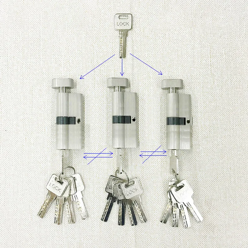 Brass Cylinder Door Security Locks, Same Master Key, Open All Keys, Single Interlocking, 70mm, Secondary Management