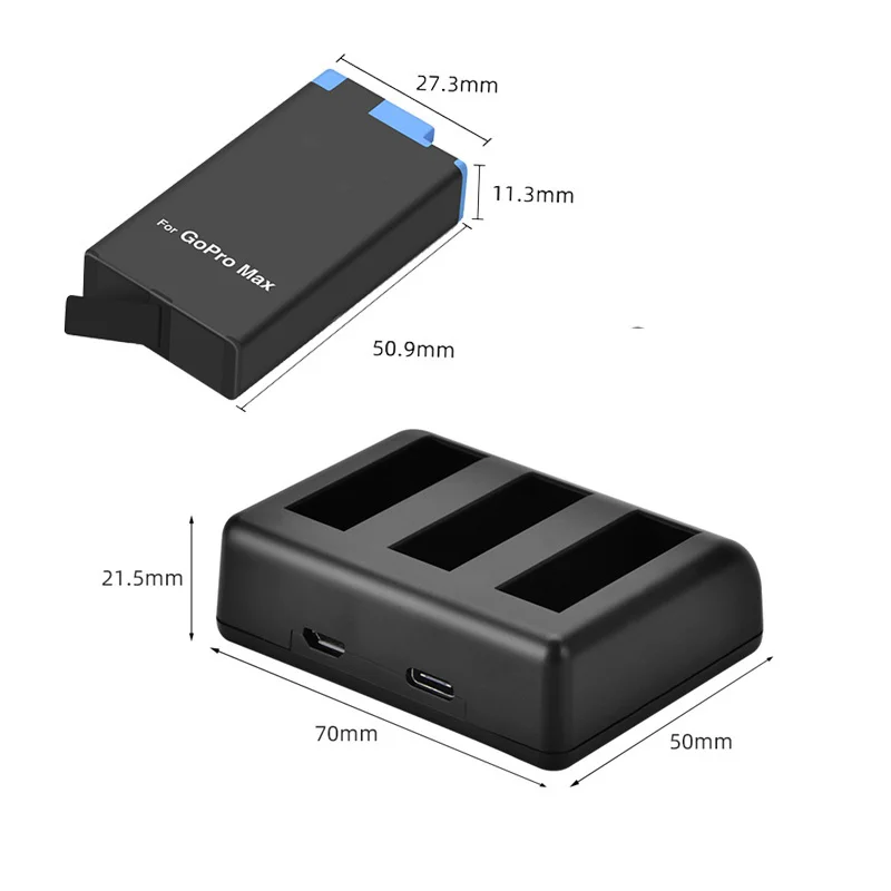 Nuovo intelligente per GoPro Max Battery 3 Slot Charger + 1400mAh batteria agli ioni di litio per fotocamera panoramica Go Pro Max 360