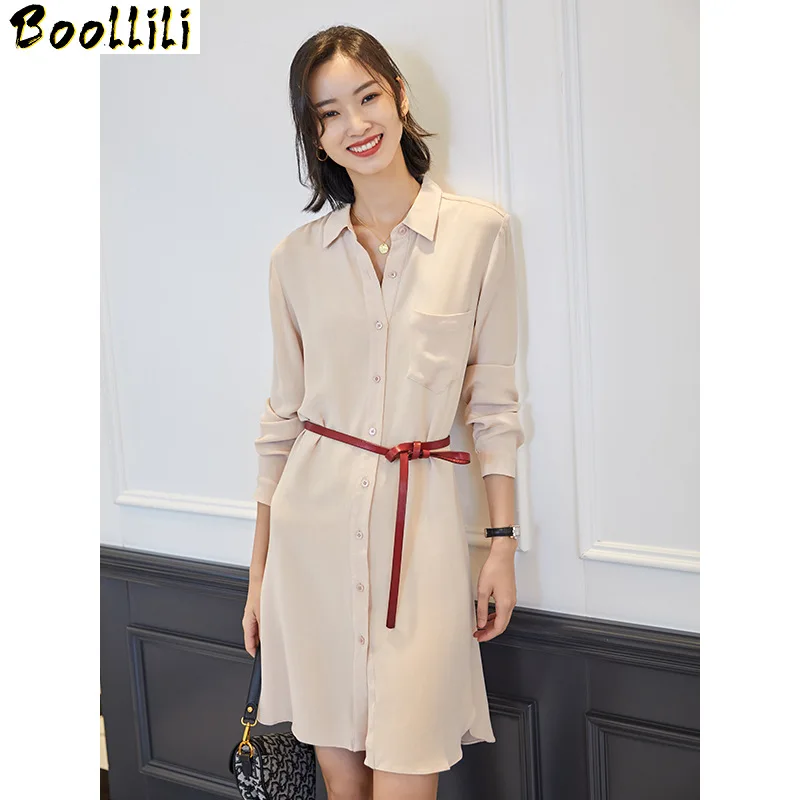 

Silk Boollili Real Dress Women Summer Dress Korean Office Lady Beach Dress Elegant Party Dresses Woman Vestidos Mujer