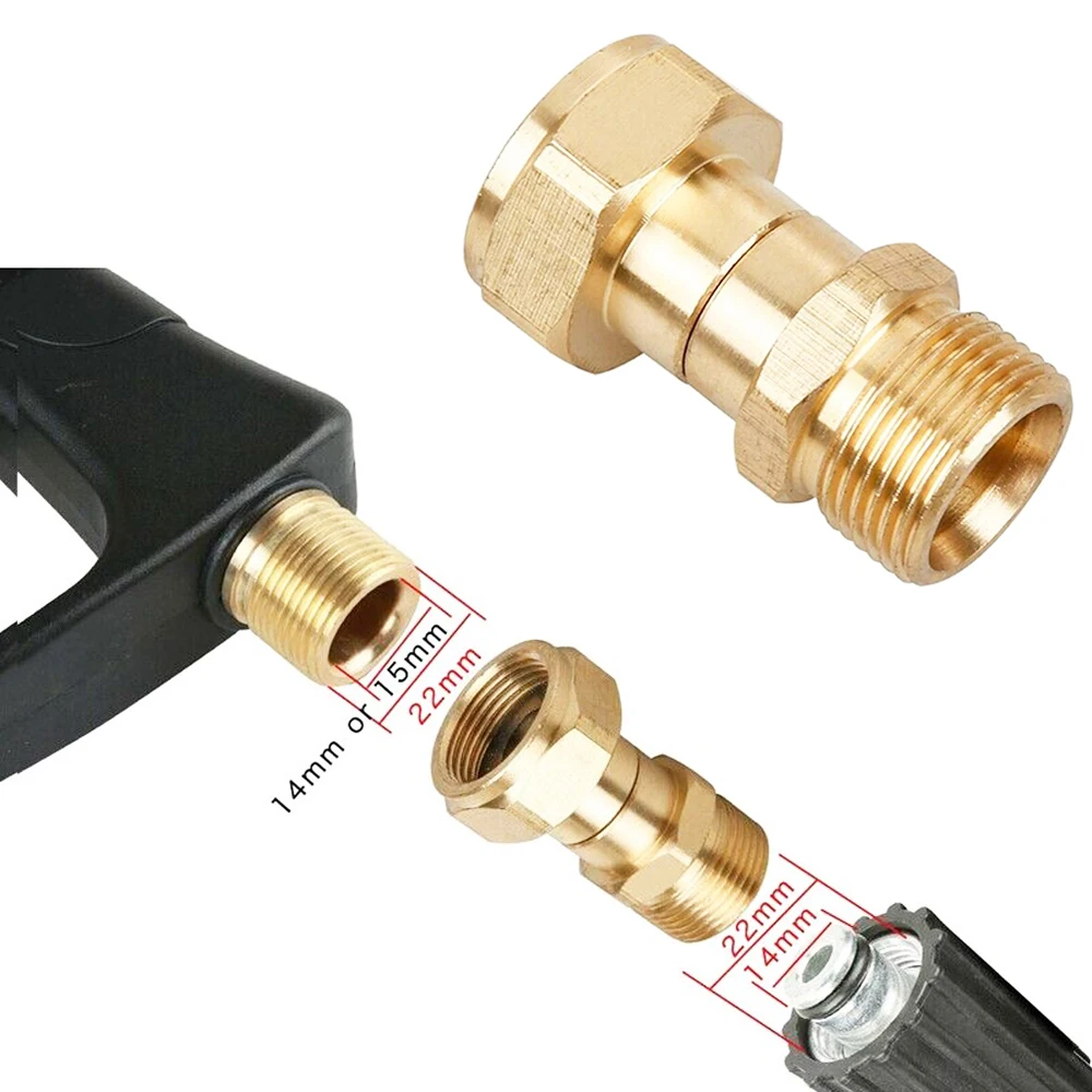 High Pressure Washer Swivel Joint Connector Hose Fitting M22 14mm Anti-tangle Thread 360 Degree Rotation Hose Sprayer Connector