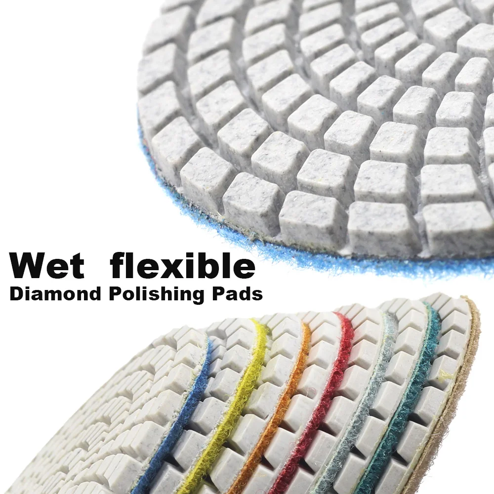 7pcs/set 3.0mm Diamond Flexible Polishing Pads for Stone Ceramic Tile White Bond No Color Fade Sanding disc Polishing disc