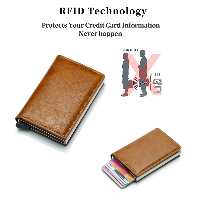 Custom wallet Fiber Card Holder Wallets Men Custom Name Wallet Trifold Leather Slim Card Holder Wallet Credit Card Holder