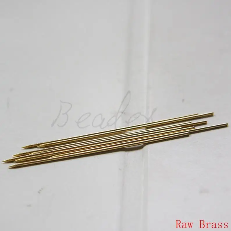 30 Pieces Solid Raw Brass Nail Pin - Brass Base Pins - Brooch Pin 60x1mm (3300C)