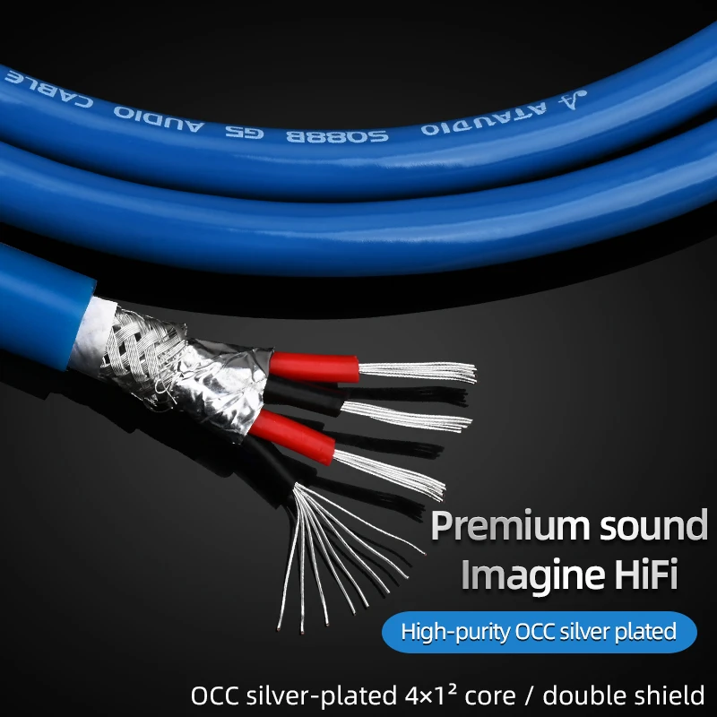 ATAUDIO OCC silver-plated Hifi speaker bulk cable audio speaker cable for Diy