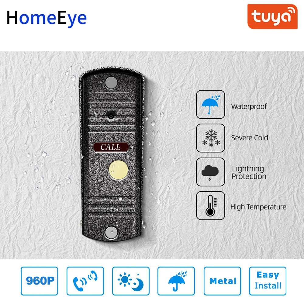 HomeEye WiFi IP Video Door Phone Video Intercom System 960P Tuya Smart Life App Remote Unlock Motion Detection Access Control