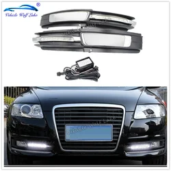 2pcs Car LED DRL For Audi A6 C6 2009 2010 2011 Car Fog Lamp Grille With LED DRL Daytime Running Lights With Wire Of Harness